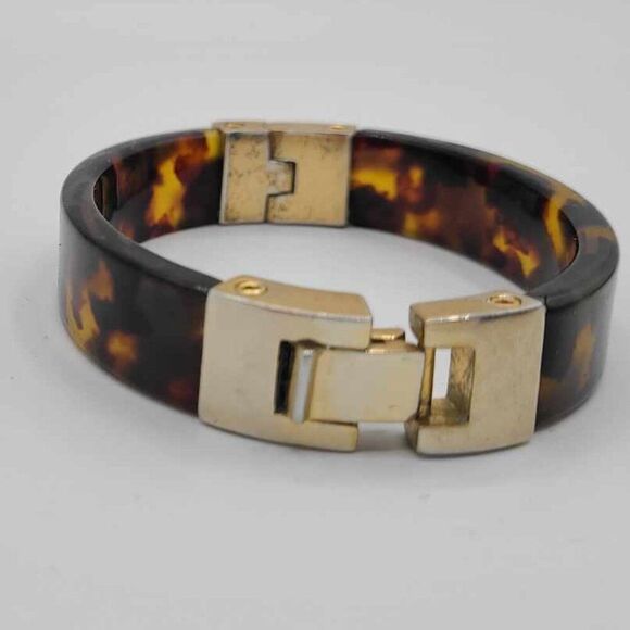 J Crew Faux Tortoise Hinged Bangle Bracelet - Picture 4 of 7